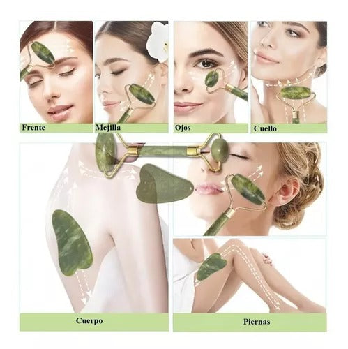 Rodillo facial con piedra Gua Sha